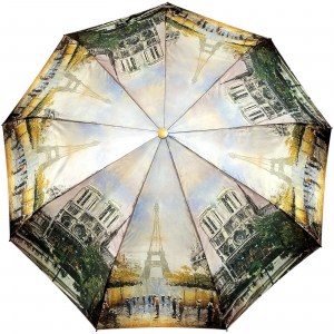 Милый атласный зонтик с Парижем, полуавтомат, EIKCO, арт.Е02-5